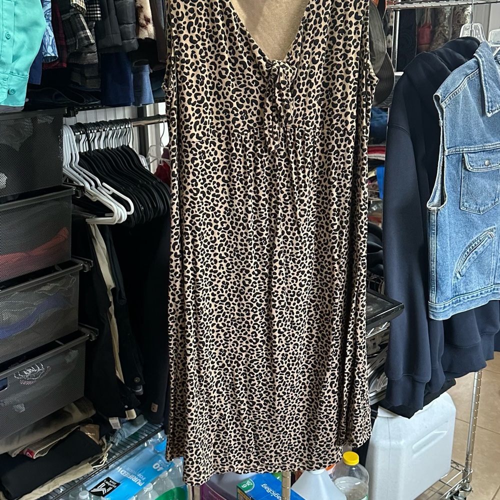 Old Navy Leopard Print V-Neck Sleeveless Mini Dress - Beige/Brown